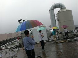 東鴻環(huán)境PP噴淋塔加活性炭吸附廢氣處理方案雨中驗(yàn)收合格